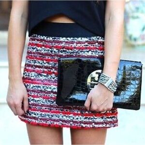 Milly Red and Black Mini Skirt